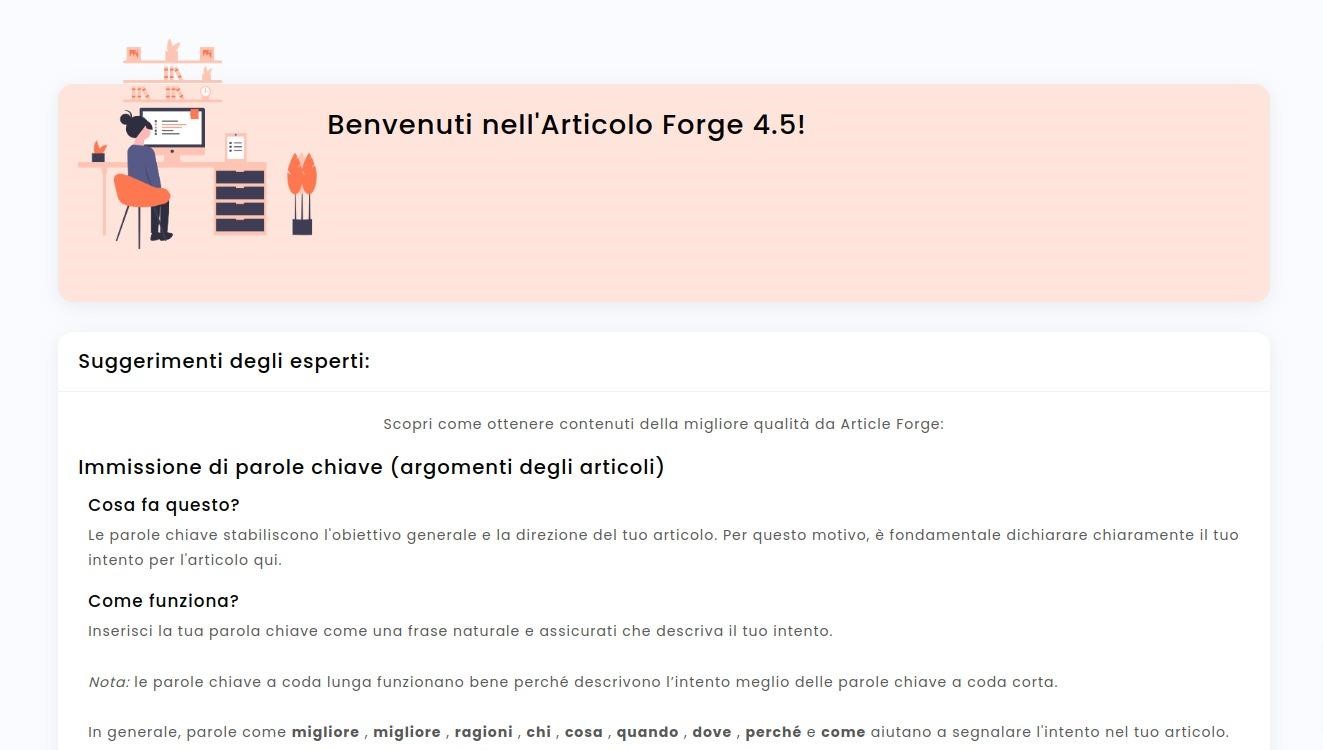 Come Funziona Article Forge in Italiano?